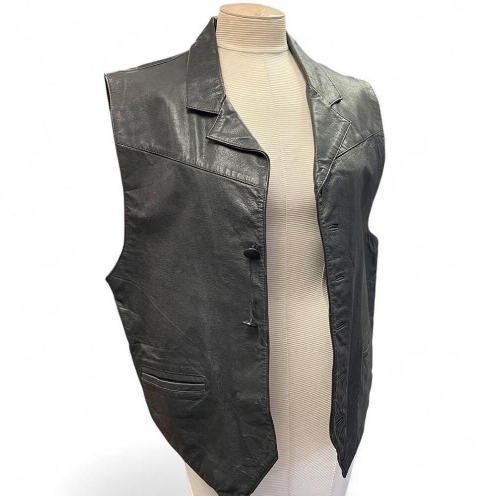 Black leather vest